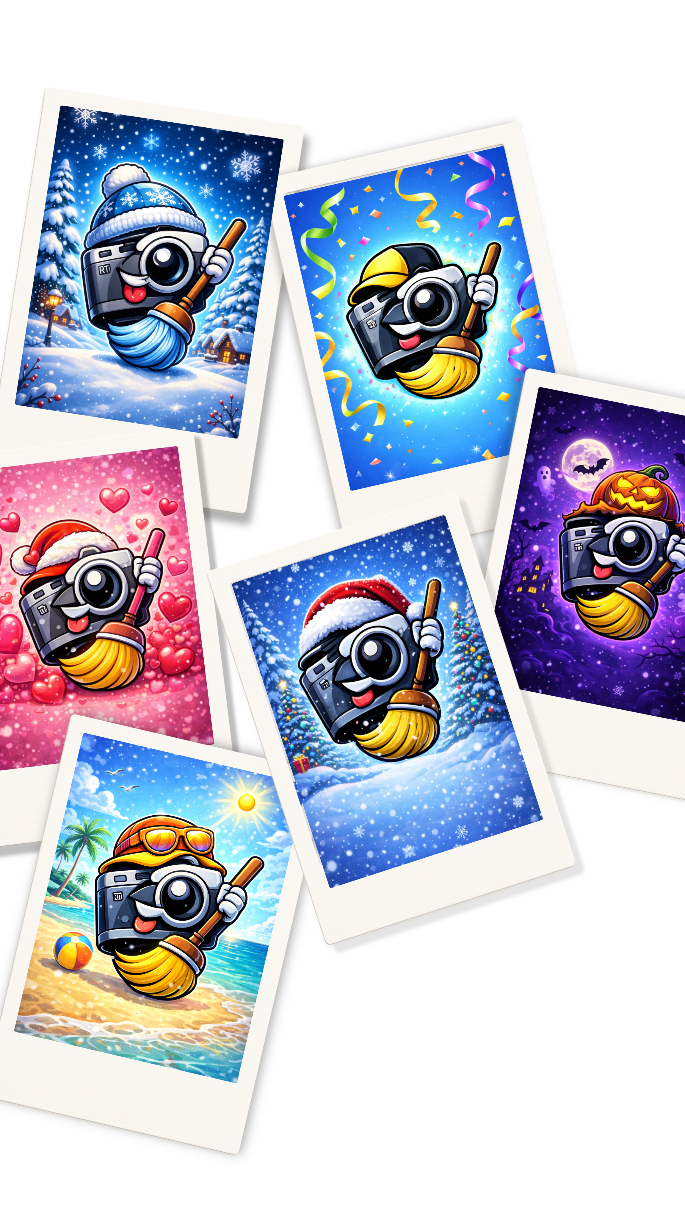 Grid of all 7 seasonal MemeScanr app icons
