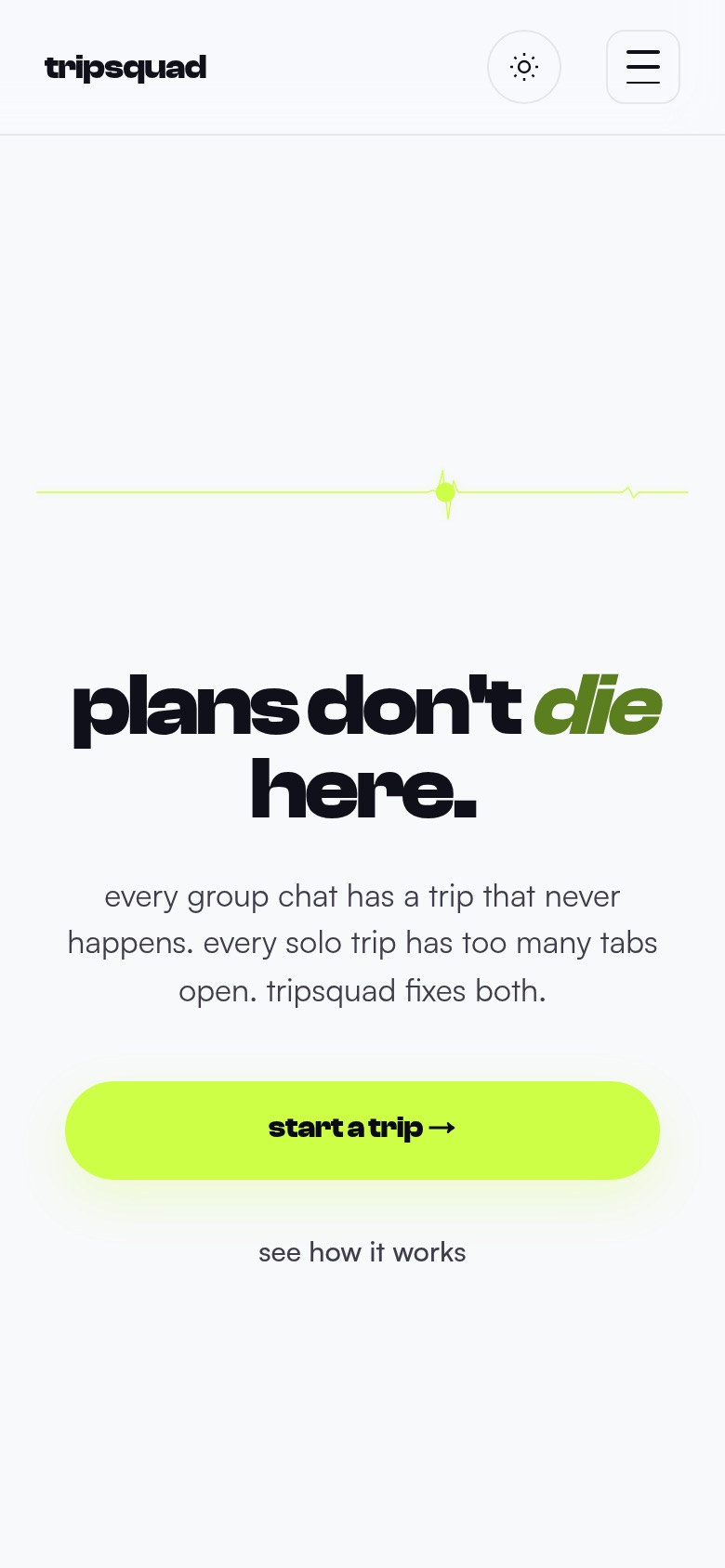 Mobile screenshot of gettripsquad.com built by Afia Labs Studio